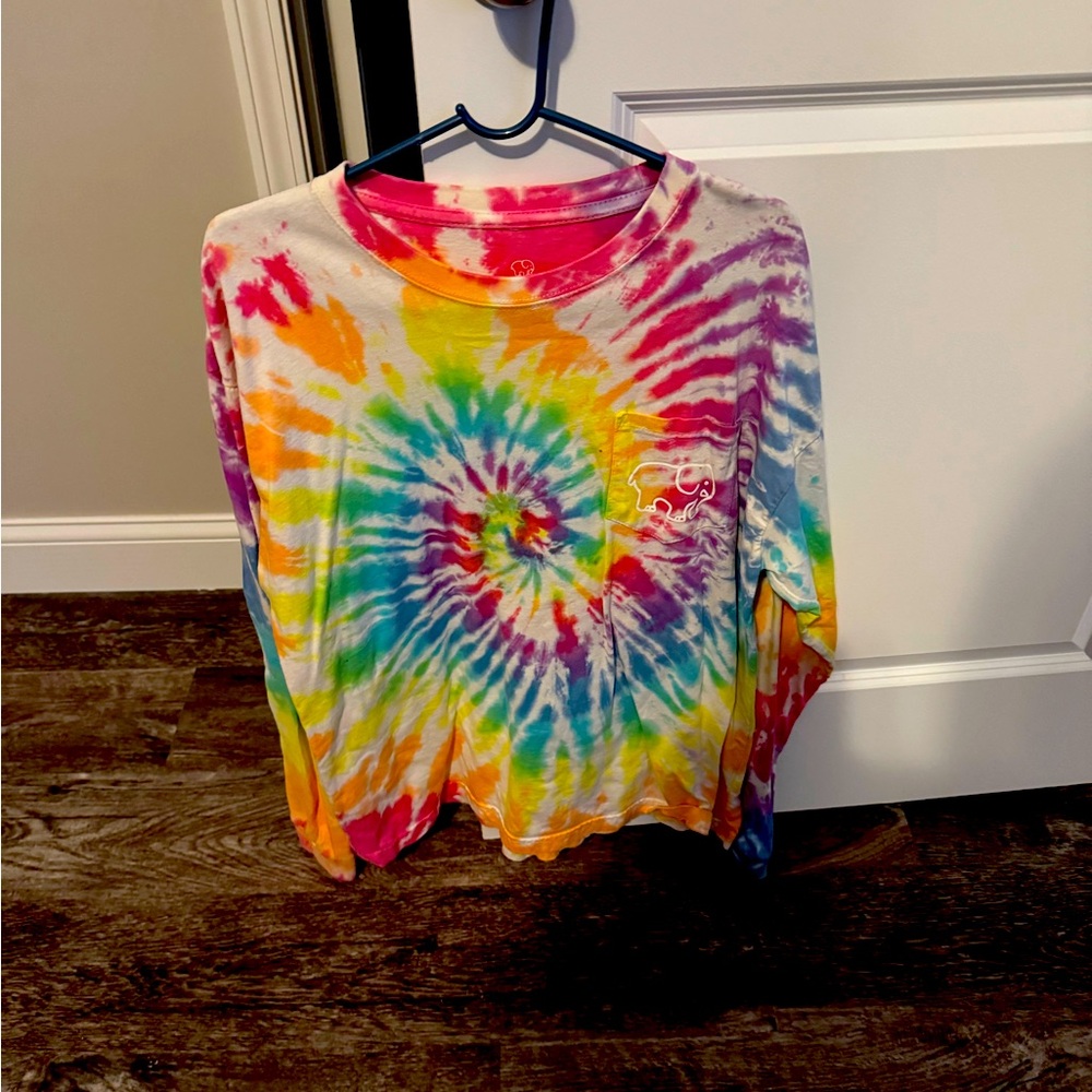 Ivory Ella Cotton  HERITAGE RAINBOW TIE DYE LONG SLEEVE T-SHIRT TOP  XL